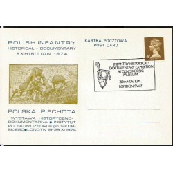 Wielka Brytania 1974, Powstanie listopadowe, czapka, wystawa. Londyn, ilustrowana kartka