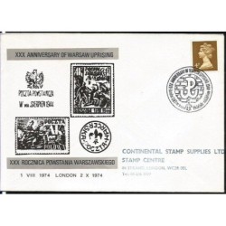 Wielka Brytania 1974, Powstanie warszawskie 1944. Londyn, ilustrowana koperta