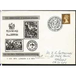 Wielka Brytania 1974, Powstanie warszawskie 1944. Londyn, ilustrowana koperta