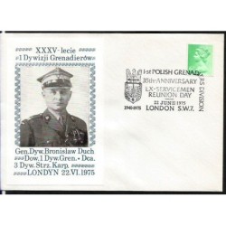 Wielka Brytania 1975, 1. Dywizja grenadierów. Londyn, ilustrowana koperta, gen. B. Duch