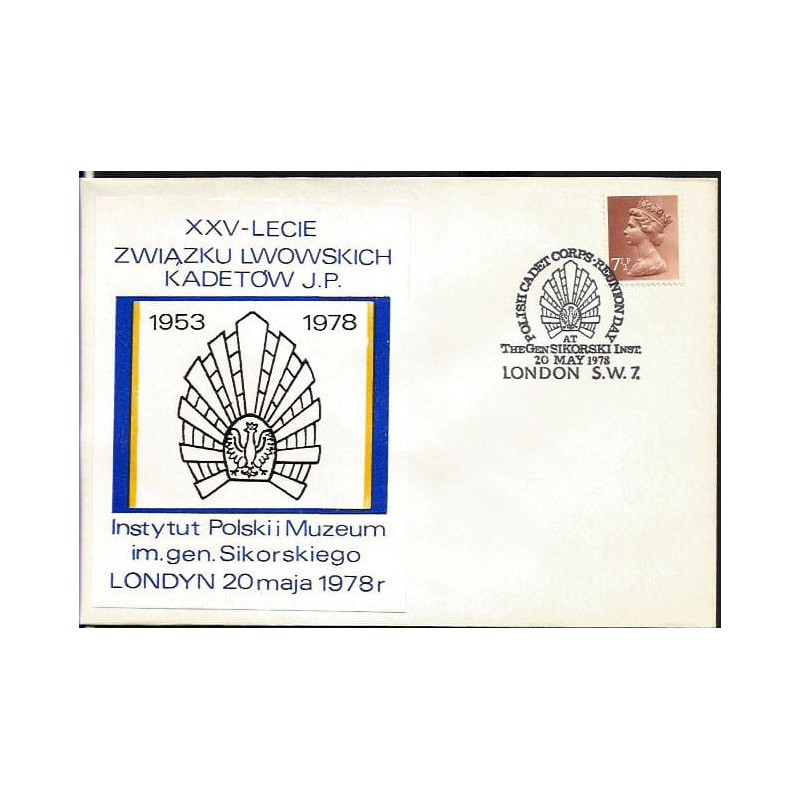 Wielka Brytania 1978, Korpus Kadetów, Sikorski. Londyn, ilustrowana koperta