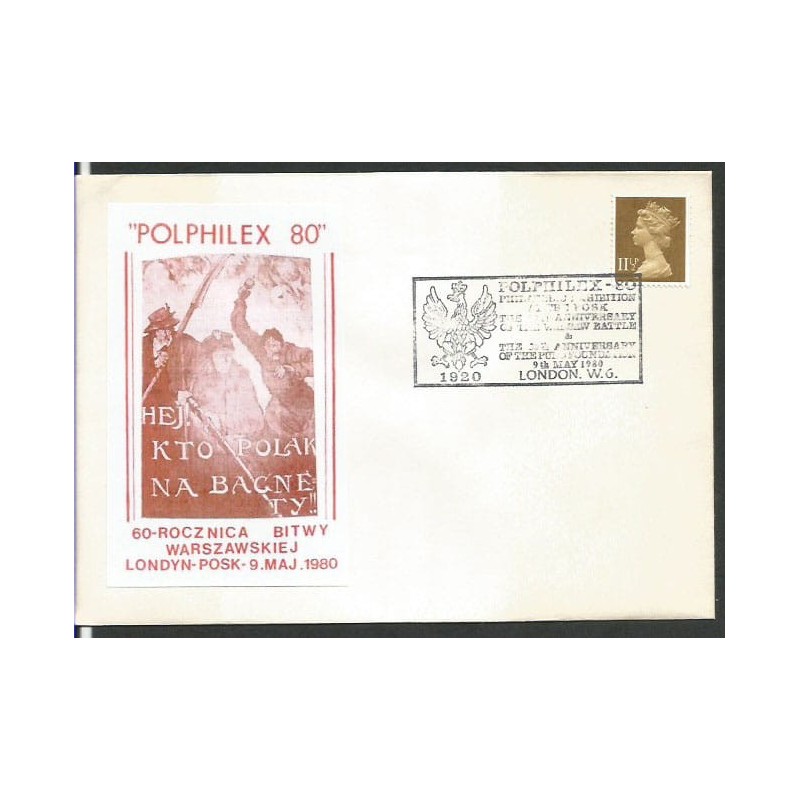 Wielka Brytania 1980, Bitwa warszawska 1920, Polphilex. Londyn, ilustrowana koperta