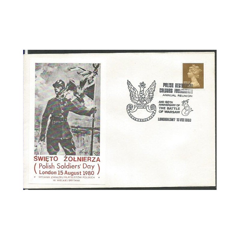 Wielka Brytania 1980, Bitwa warszawska 1920, Święto żołnierza. Londyn, ilustrowana koperta