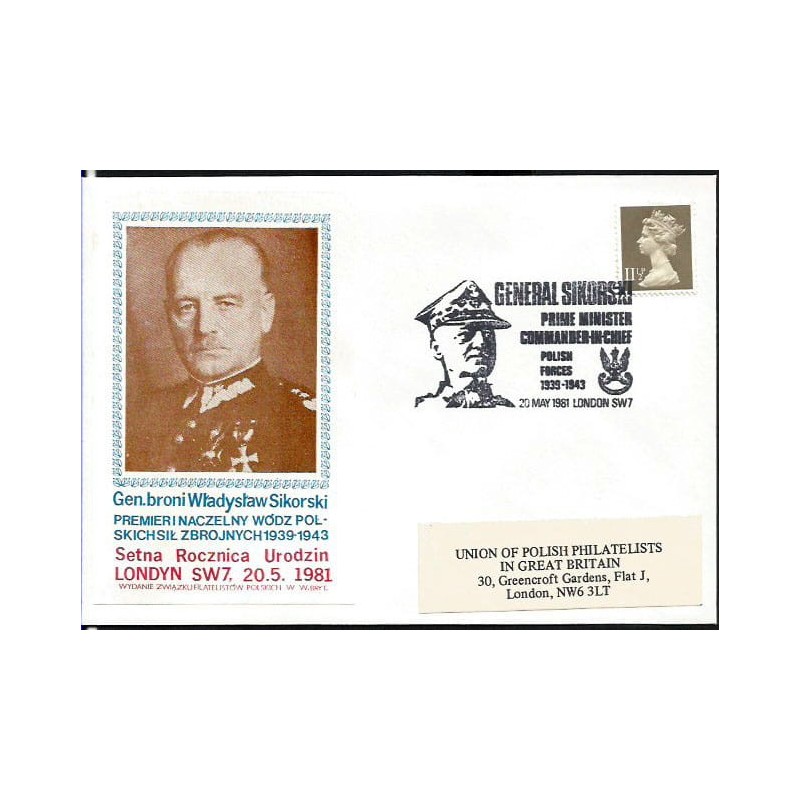 Wielka Brytania 1981, Generał Sikorski. Londyn, koperta