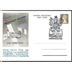 Wielka Brytania 1981, Rok młodzieży polskiej. Londyn, ilustrowana kartka