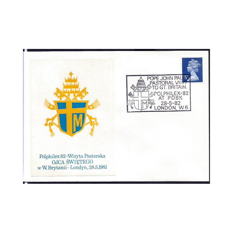Wielka Brytania 1982, Papież Jan Paweł II, herb. Londyn, koperta z herbem