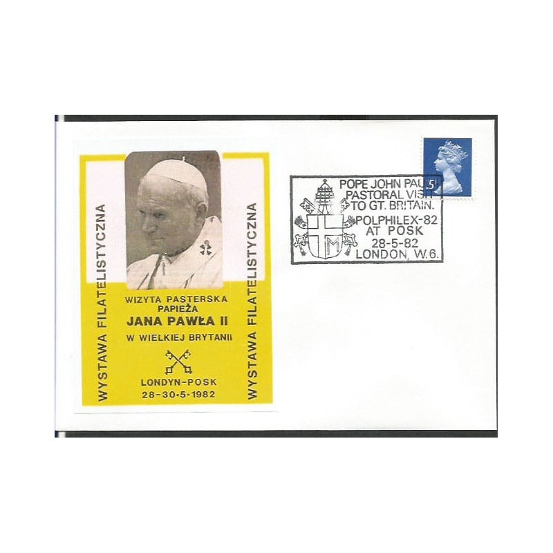 Wielka Brytania 1982, Papież Jan Paweł II, herb. Londyn, koperta z portretem