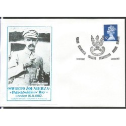 Wielka Brytania 1982, Święto żołnierza, orzełek, Piłsudski. Londyn, ilustrowana koperta