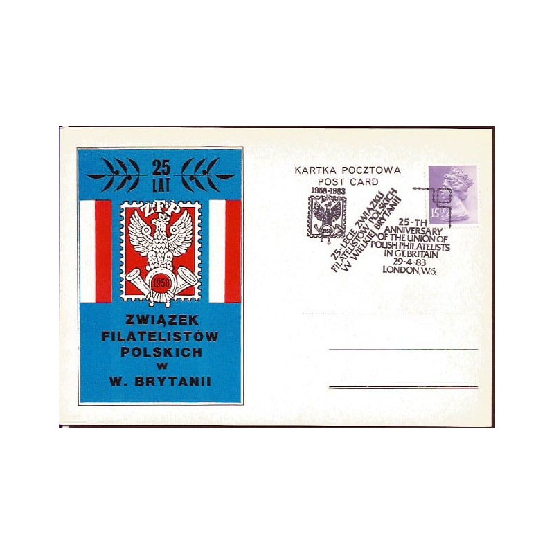 Wielka Brytania 1983, Związek Filatelistów Polskich. Londyn, ilustrowana kartka
