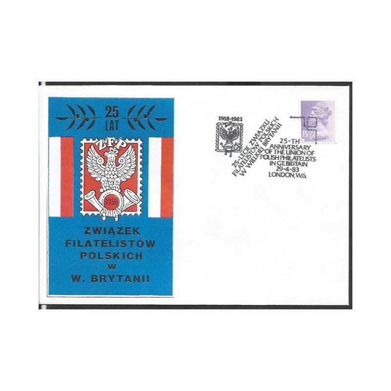 Wielka Brytania 1983, Związek Filatelistów Polskich. Londyn, ilustrowana koperta