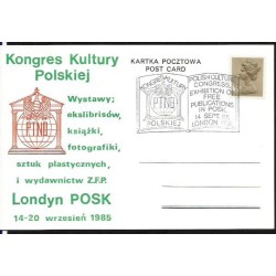 Wielka Brytania 1985, Kongres Kultury Polskiej. Londyn, ilustrowana kartka