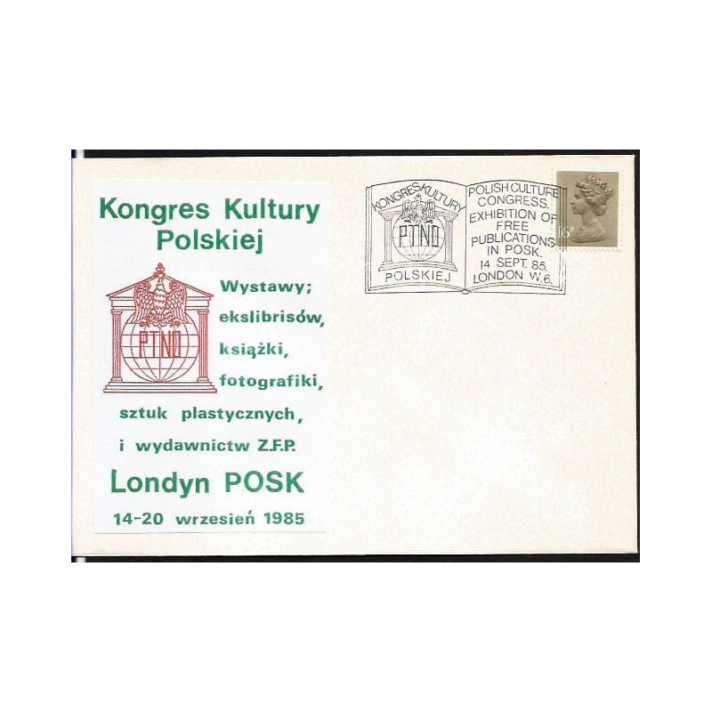 Wielka Brytania 1985, Kongres Kultury Polskiej. Londyn, ilustrowana koperta