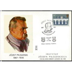 Wielka Brytania 1985, Piłsudski, dziurkowanie na znaczku. Londyn, ilustrowana kartka