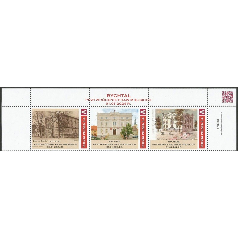 2023 Personalizowany, Rychtal, ratusz, przywrócenie praw miejskich 2024. Pasek **