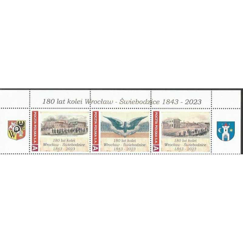 2023 Personalizowany, Linia kolejowa Wrocław Świebodzice, dworzec, kolej, wystawa Świebodzice. Pasek **