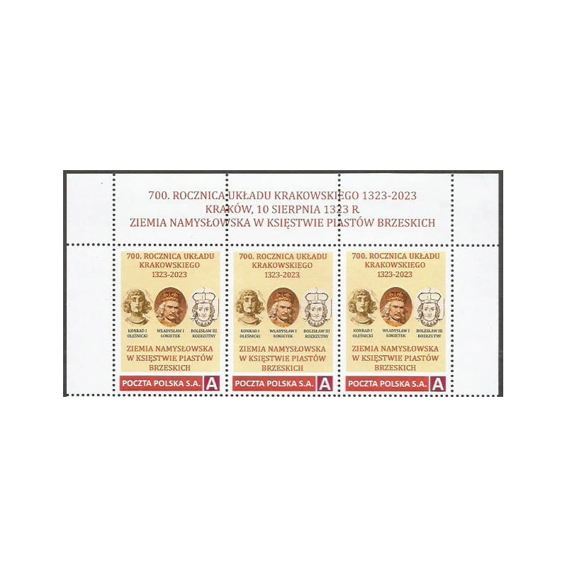2023 Personalizowany, Namysłów, Kraków, Brzeg, król Kazimierz Wielki, książę Konrad Oleśnicki, Bolesław Rozrzutny. Pasek **
