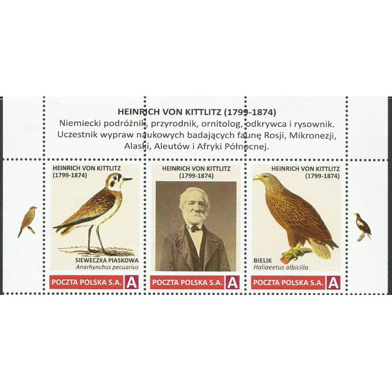 2024 Personalizowany, Ptaki, H. von Kittlitz, siweczka, Bielik, Wrocław. Pasek **