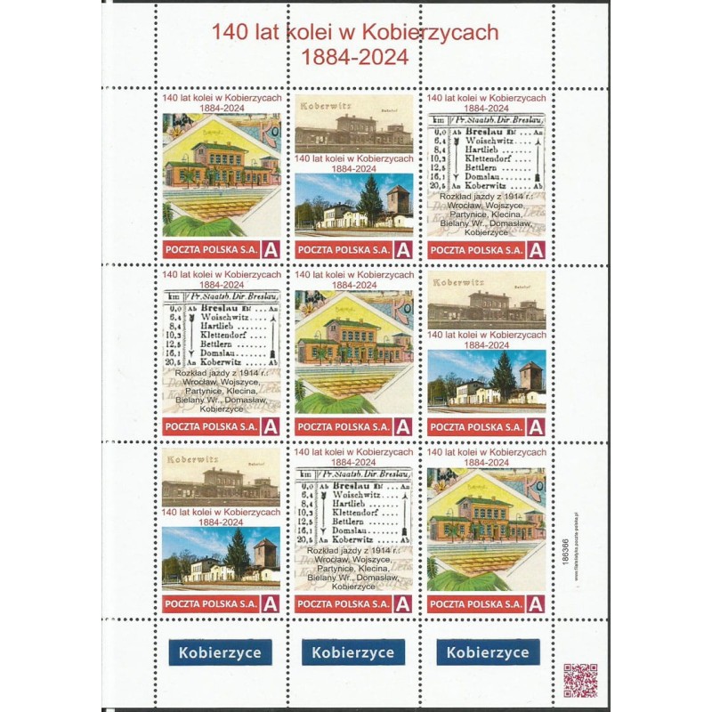 2024 Personalizowany, Kolej, Kobierzyce, Wrocław, dworzec. Arkusz **