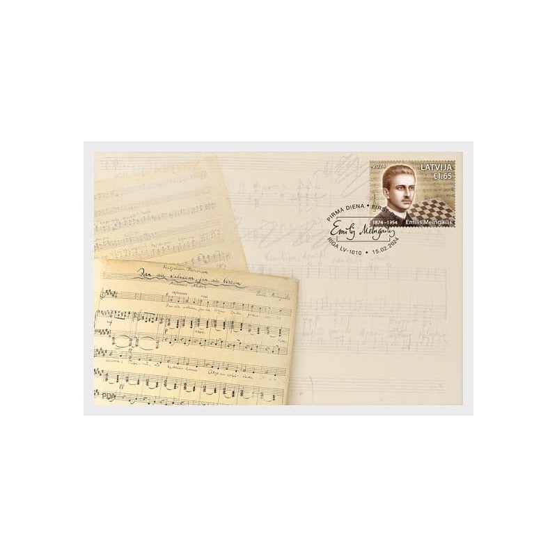 Łotwa 2024, Muzyka, szachy, E. Melngailis. FDC