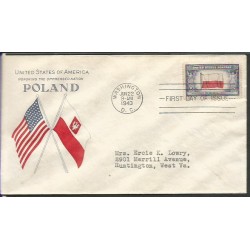 USA 1943, Okupowane kraje: Polska, flaga. FDC