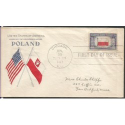 USA 1943, Okupowane kraje: Polska, flaga. FDC