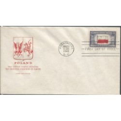 USA 1943, Okupowane kraje: Polska, flaga. FDC