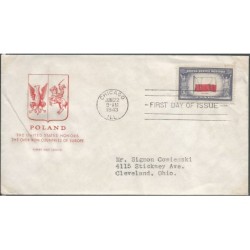USA 1943, Okupowane kraje: Polska, flaga. FDC