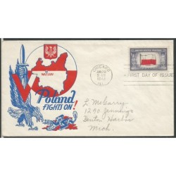 USA 1943, Okupowane kraje: Polska, flaga. FDC