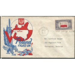 USA 1943, Okupowane kraje: Polska, flaga. FDC