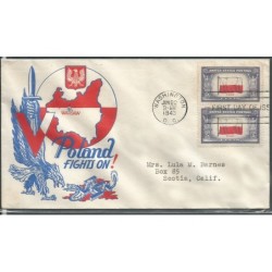 USA 1943, Okupowane kraje: Polska, flaga. FDC