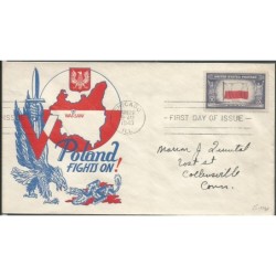 USA 1943, Okupowane kraje: Polska, flaga. FDC