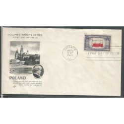 USA 1943, Okupowane kraje: Polska, flaga. FDC