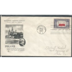 USA 1943, Okupowane kraje: Polska, flaga. FDC