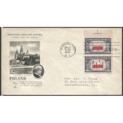 USA 1943, Okupowane kraje: Polska, flaga. FDC