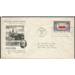 USA 1943, Okupowane kraje: Polska, flaga. FDC