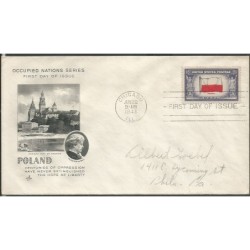 USA 1943, Okupowane kraje: Polska, flaga. FDC