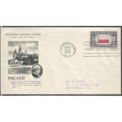 USA 1943, Okupowane kraje: Polska, flaga. FDC
