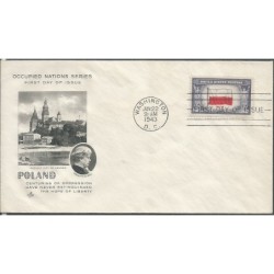USA 1943, Okupowane kraje: Polska, flaga. FDC