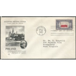 USA 1943, Okupowane kraje: Polska, flaga. FDC