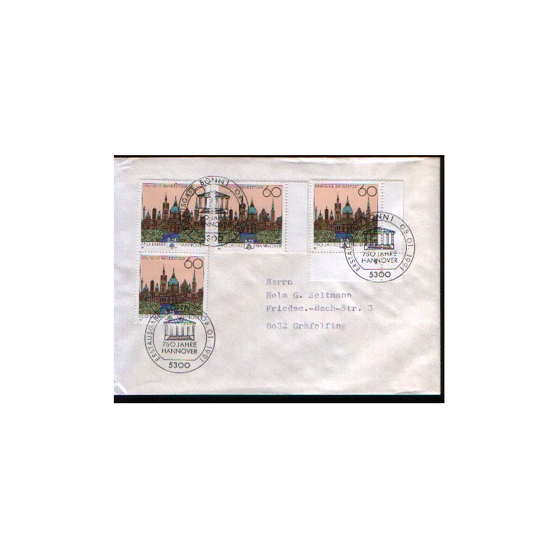 Niemcy 1991, Hannower, 750 lat. FDC  Bonn