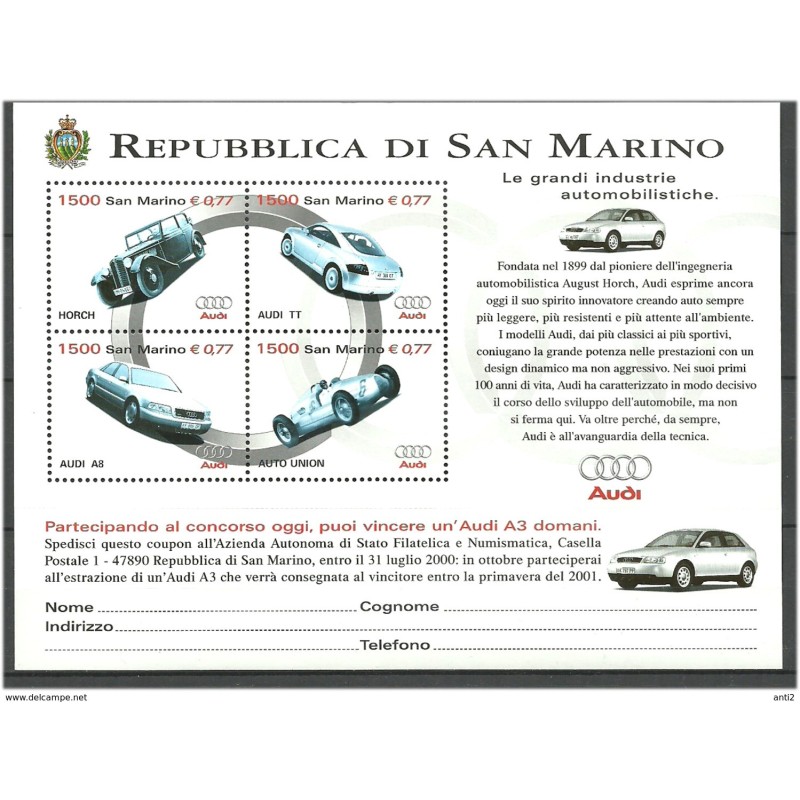 San Marino 1999, Samochody Audi, motoryzacja. Blok **