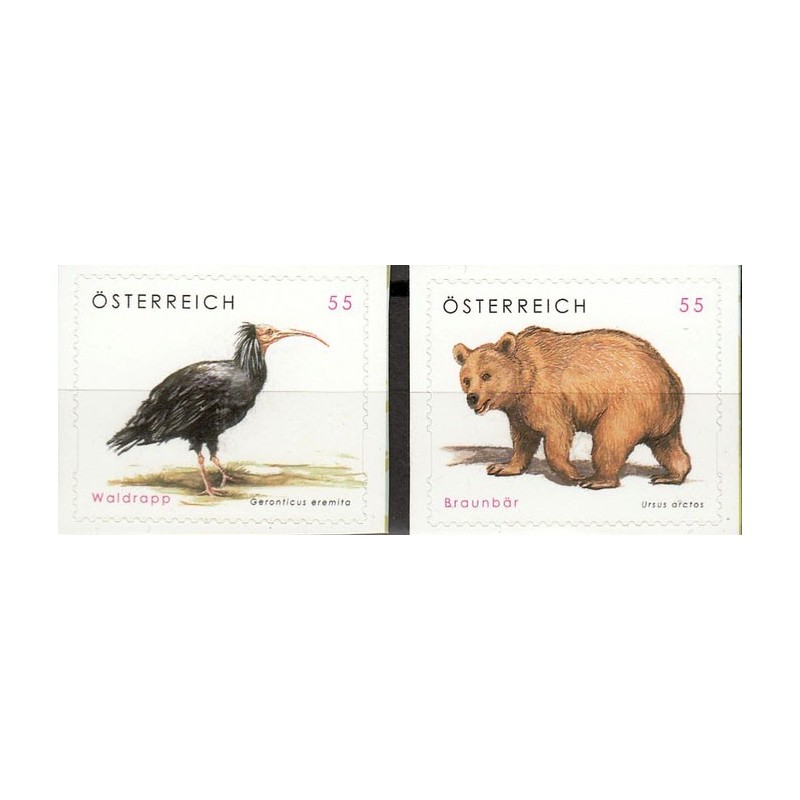 Austria 2006, Fauna: ptak ibis i niedźwiedź brunatny **