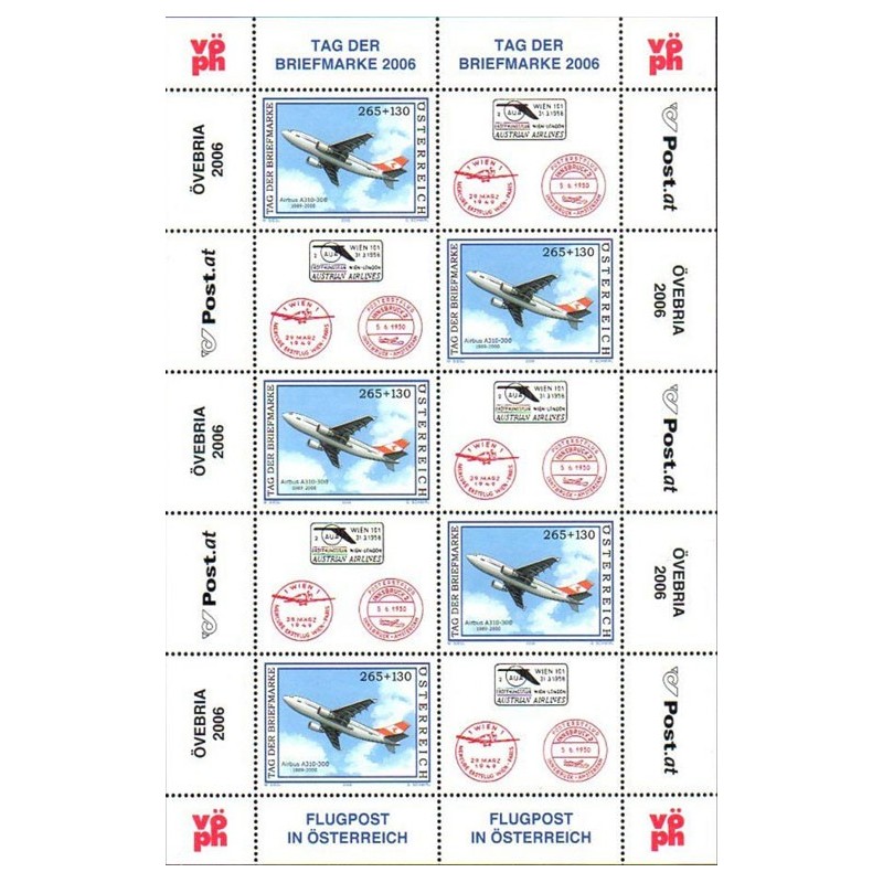Austria 2006, Poczta lotnicza, samolot. Arkusik **