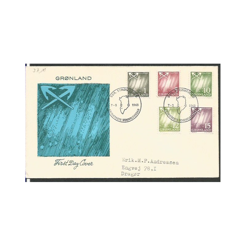 Grenlandia 1963, Meteorologia, zorza polarna. FDC