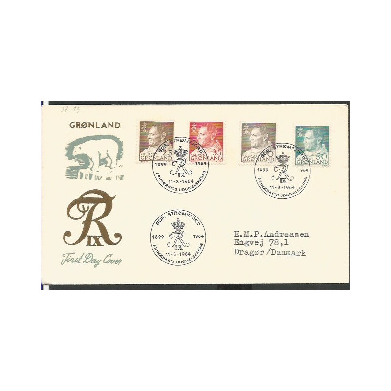 Grenlandia 1964, Król, Cz. SŁANIA. FDC