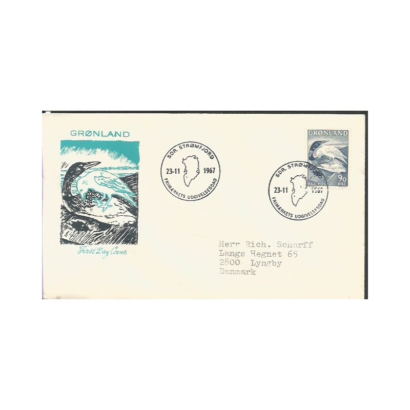 Grenlandia 1967, Bajki, nur i kruk, Cz. SŁANIA. FDC