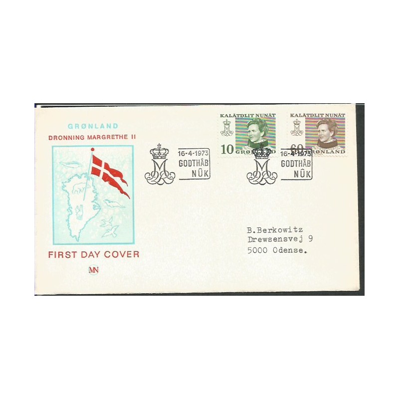 Grenlandia 1973, Królowa, Cz. SŁANIA. FDC