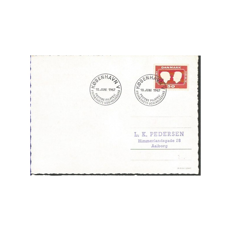 Dania 1967, Król, ślub. Cz. SŁANIA. FDC (kartka)