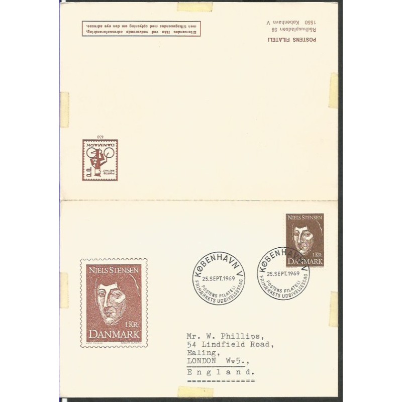 Dania 1969, Niels Stensen. Cz. SŁANIA. FDC