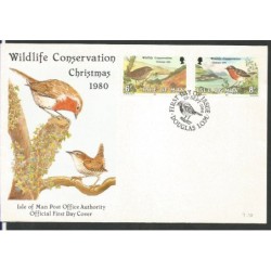 Wyspa Man 1980, Ptaki. Boże Narodzenie. FDC